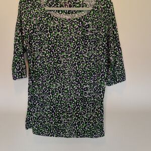 Lilly Pulitzer Women's Extra Large Green And Navy Leopard Print Elbow Sleeve